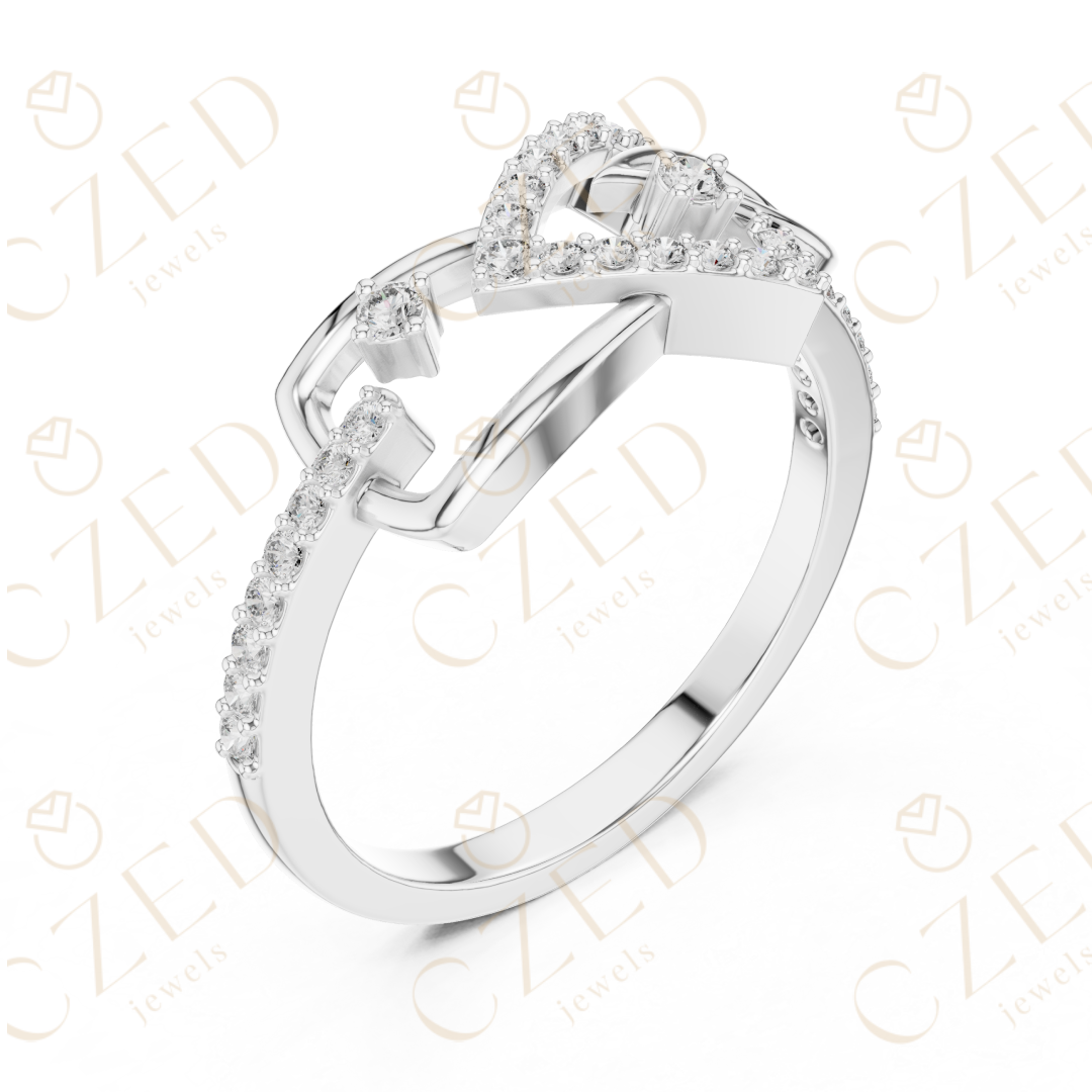 Round Cut Diamond Interlaced Knot Twist Ring