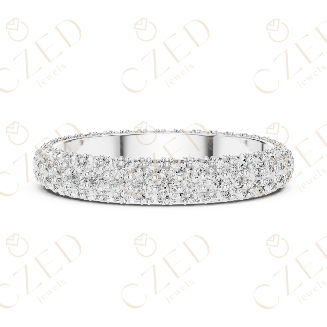 Round Brilliant Diamond Double Row Eternity Band