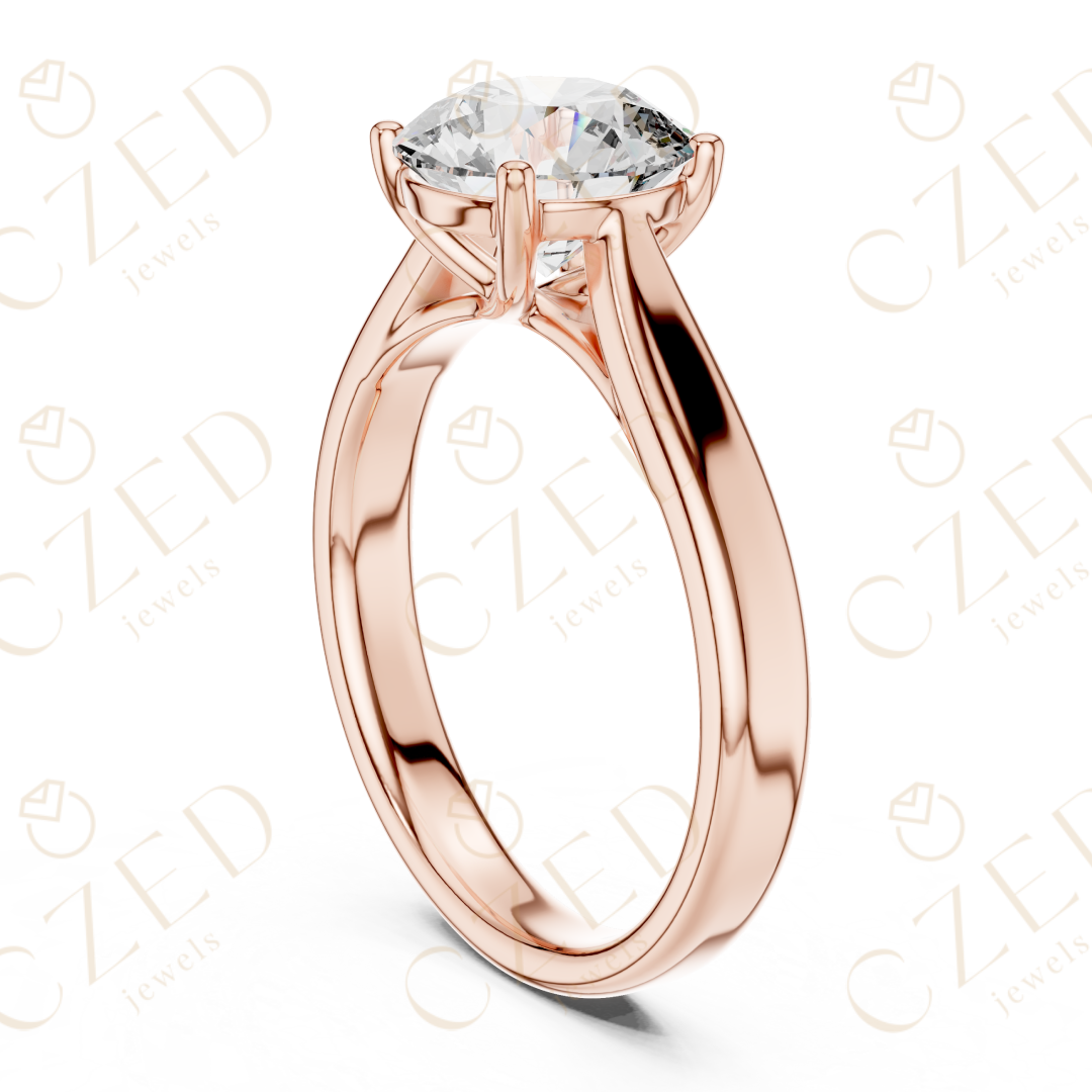 Round Cut Solitaire Diamond Engagement Ring with Classic Four Prong Setting