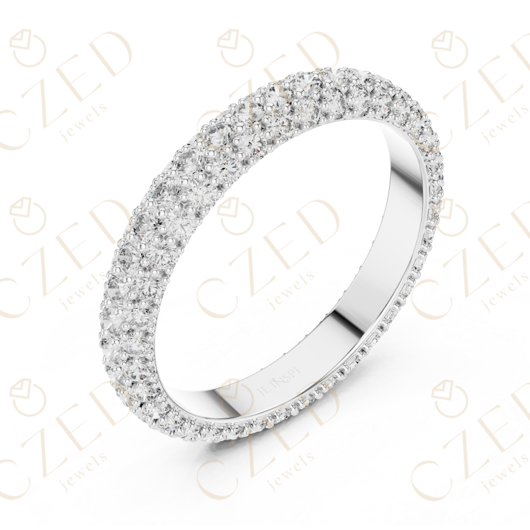 Round Brilliant Diamond Double Row Eternity Band