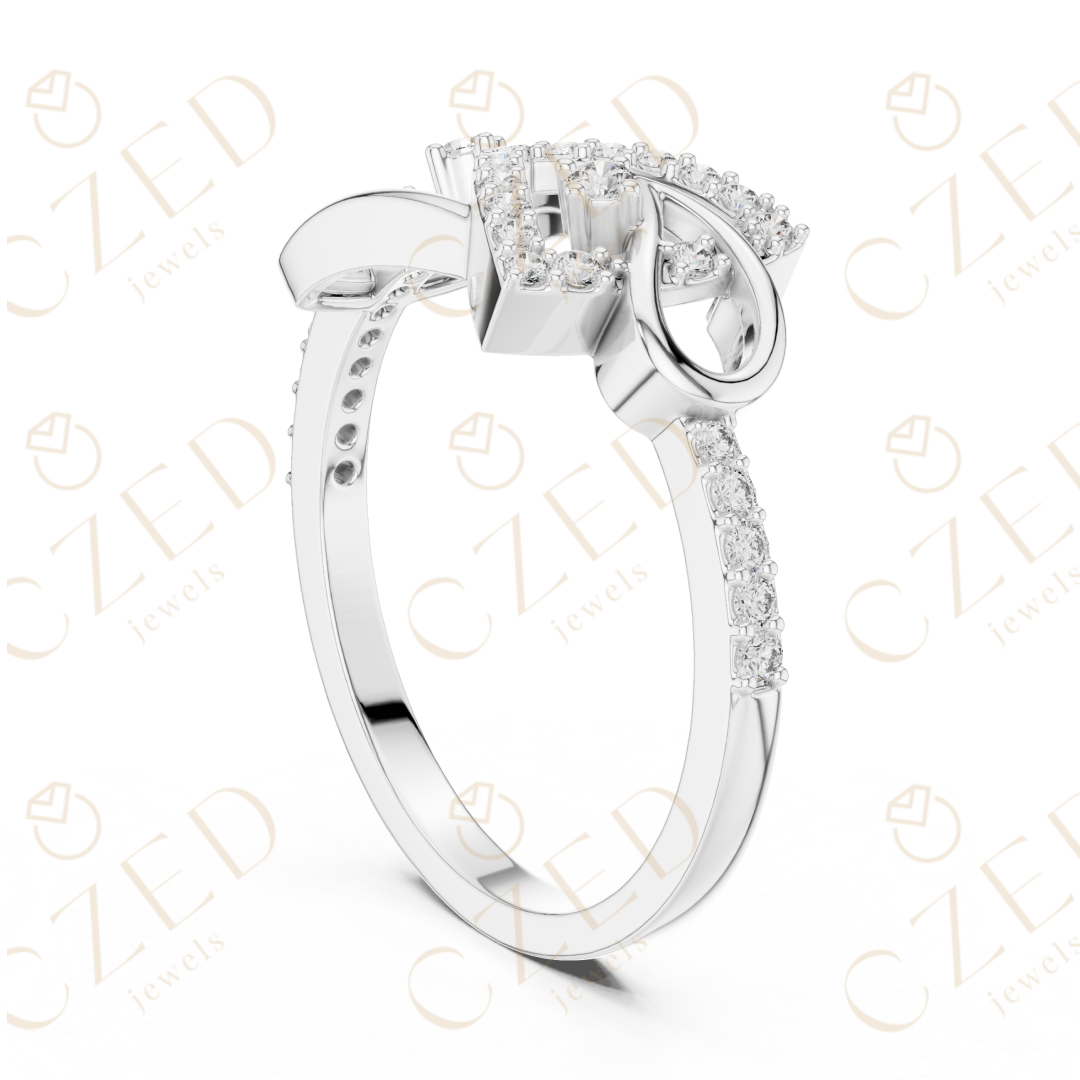 Round Cut Diamond Interlaced Knot Twist Ring