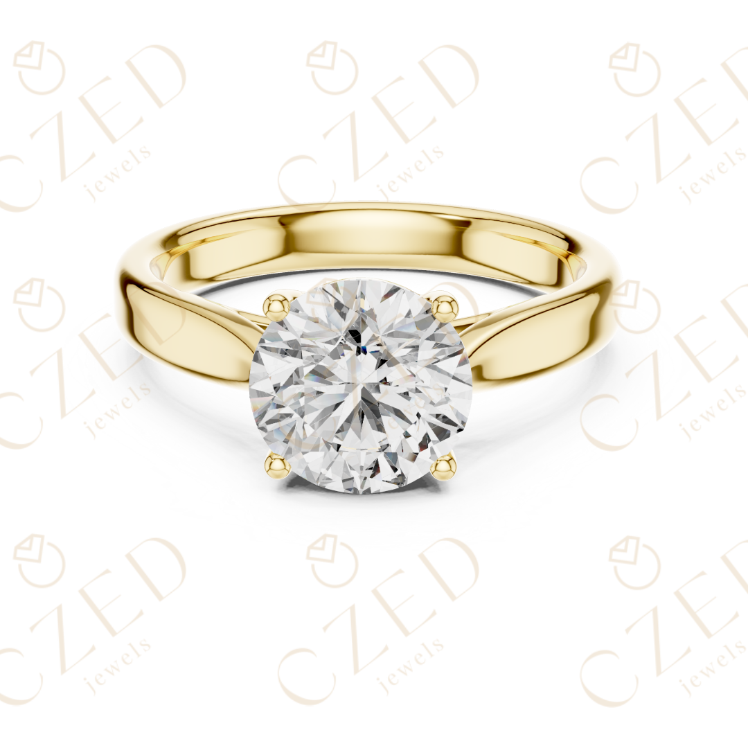 Round Cut Solitaire Diamond Engagement Ring with Classic Four Prong Setting