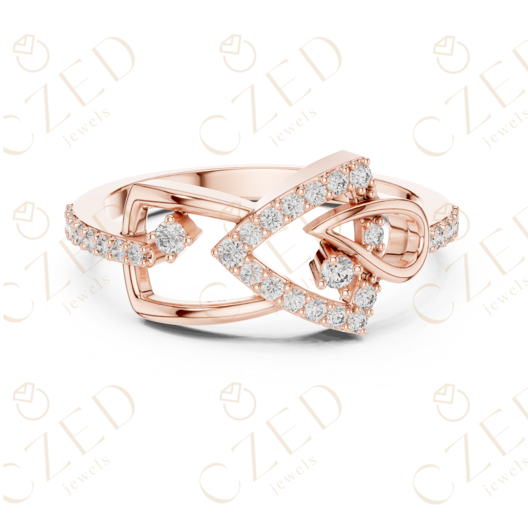 Round Cut Diamond Interlaced Knot Twist Ring