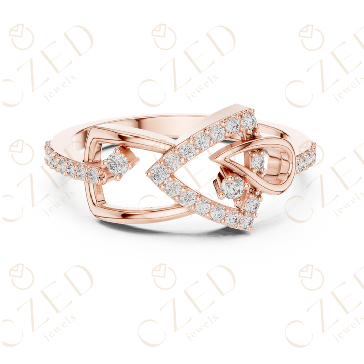 Round Cut Diamond Interlaced Knot Twist Ring