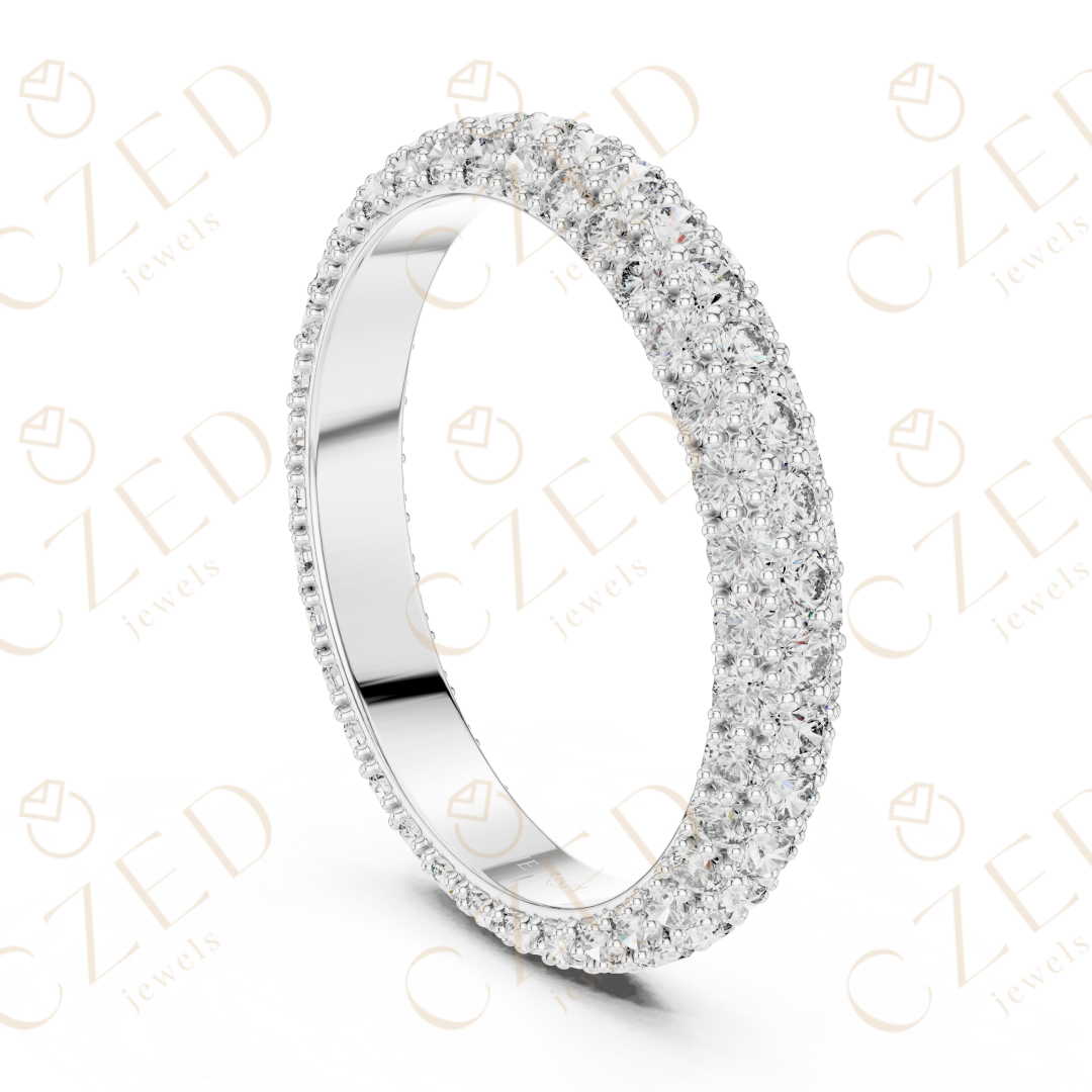 Round Brilliant Diamond Double Row Eternity Band