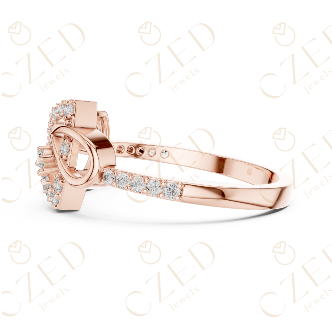 Round Cut Diamond Interlaced Knot Twist Ring