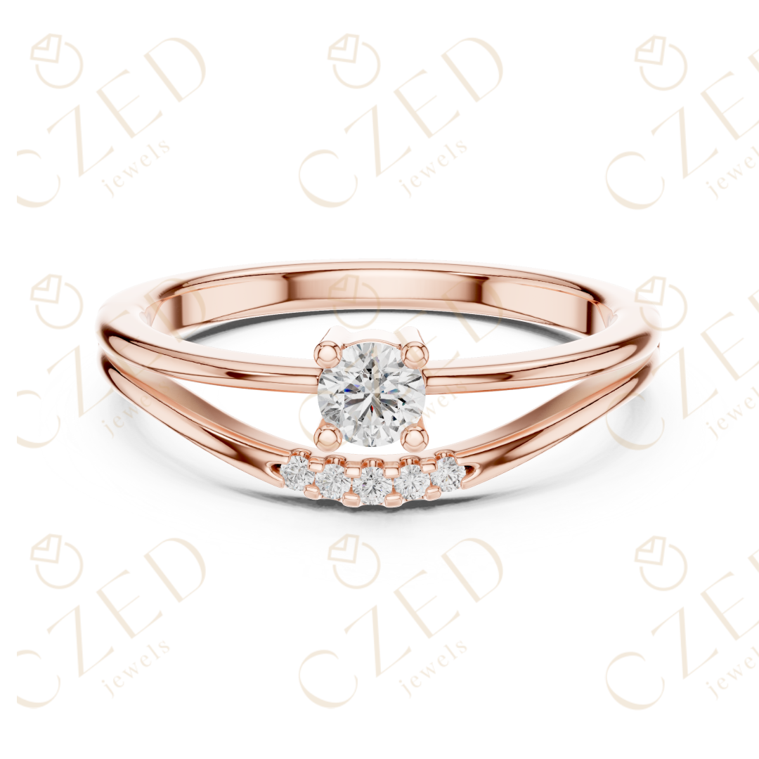 Round Brilliant Solitaire Diamond Ring with Graduated Side Stones
