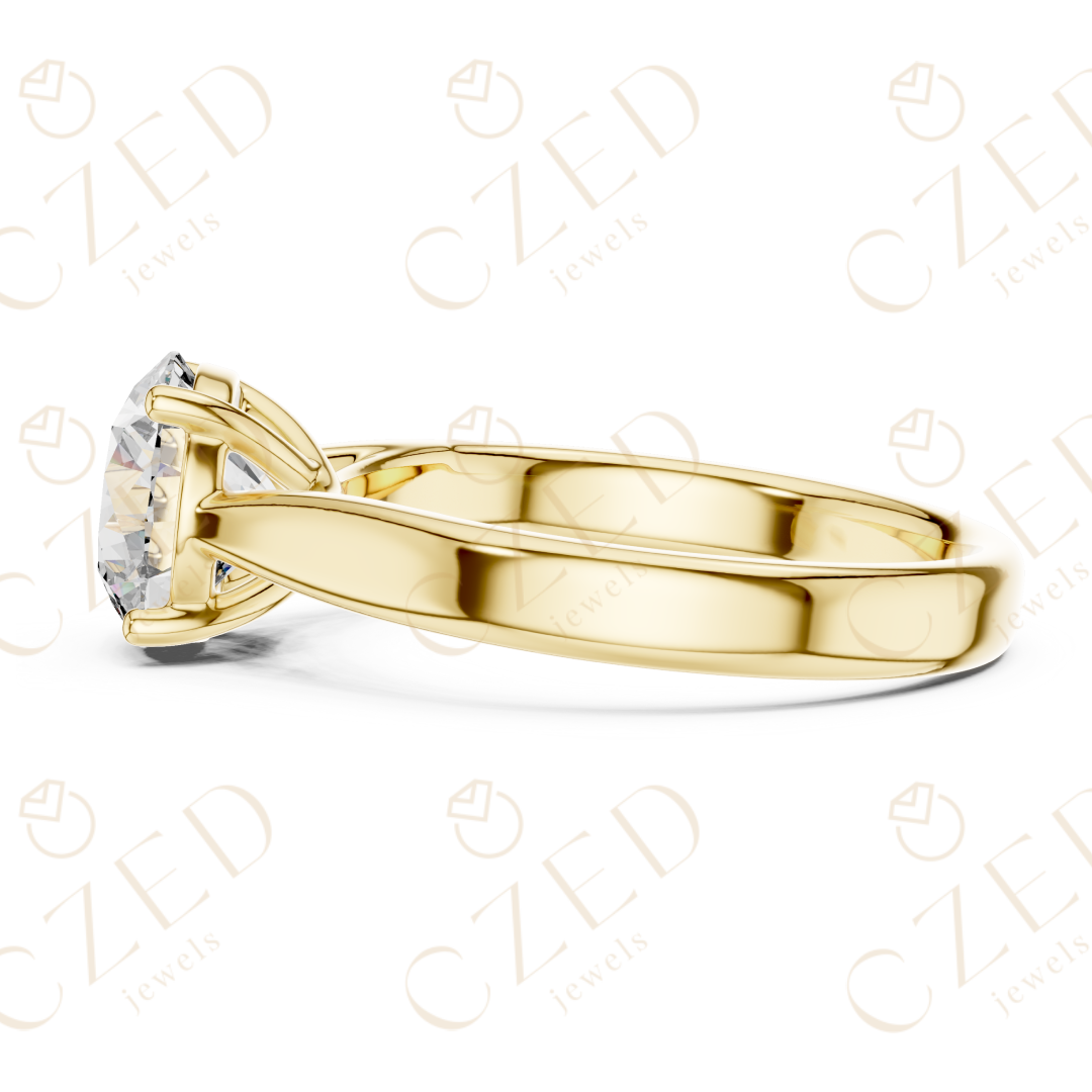 Round Cut Solitaire Diamond Engagement Ring with Classic Four Prong Setting