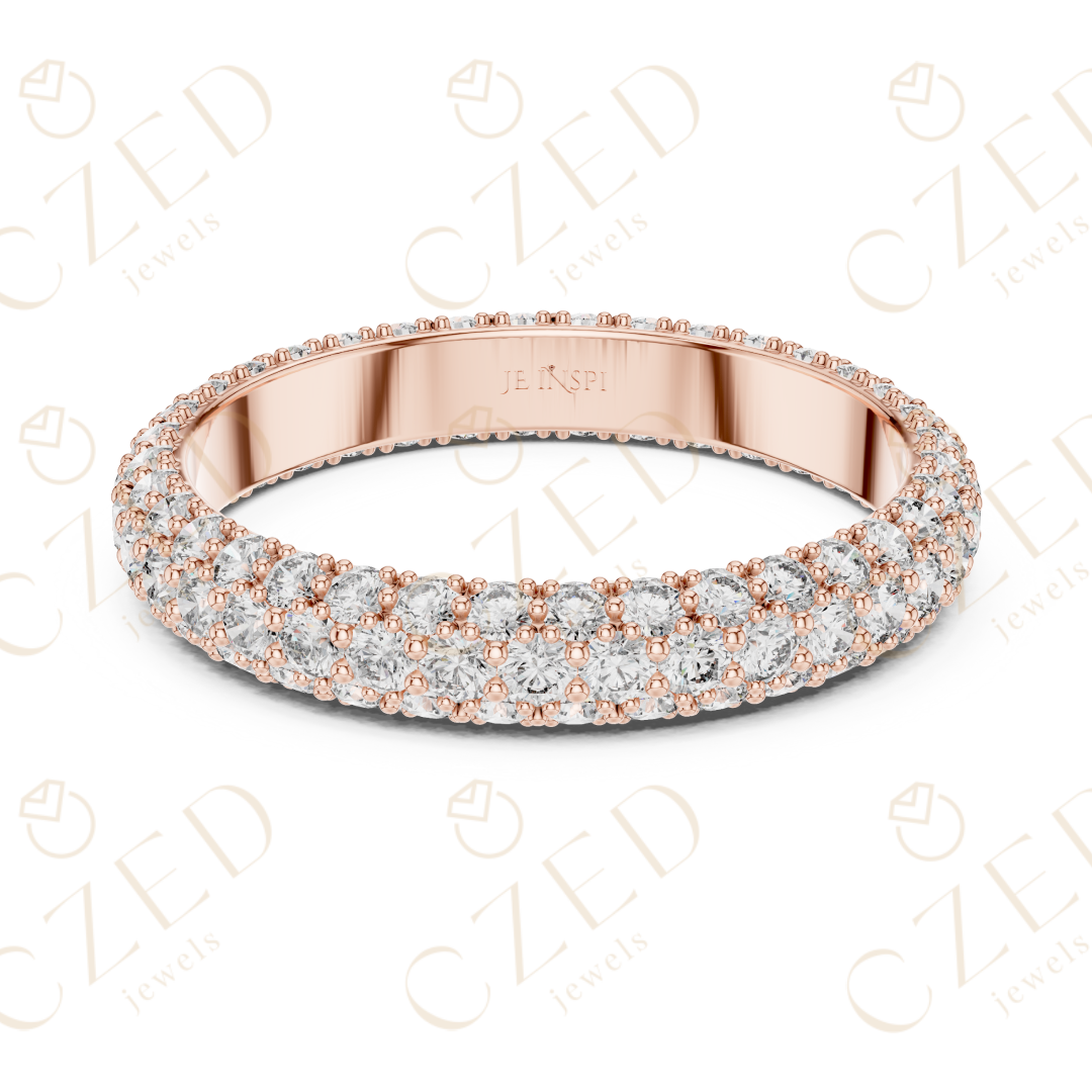 Round Brilliant Diamond Double Row Eternity Band