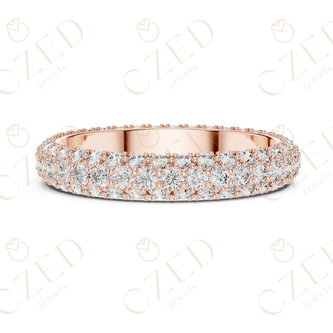 Round Brilliant Diamond Double Row Eternity Band