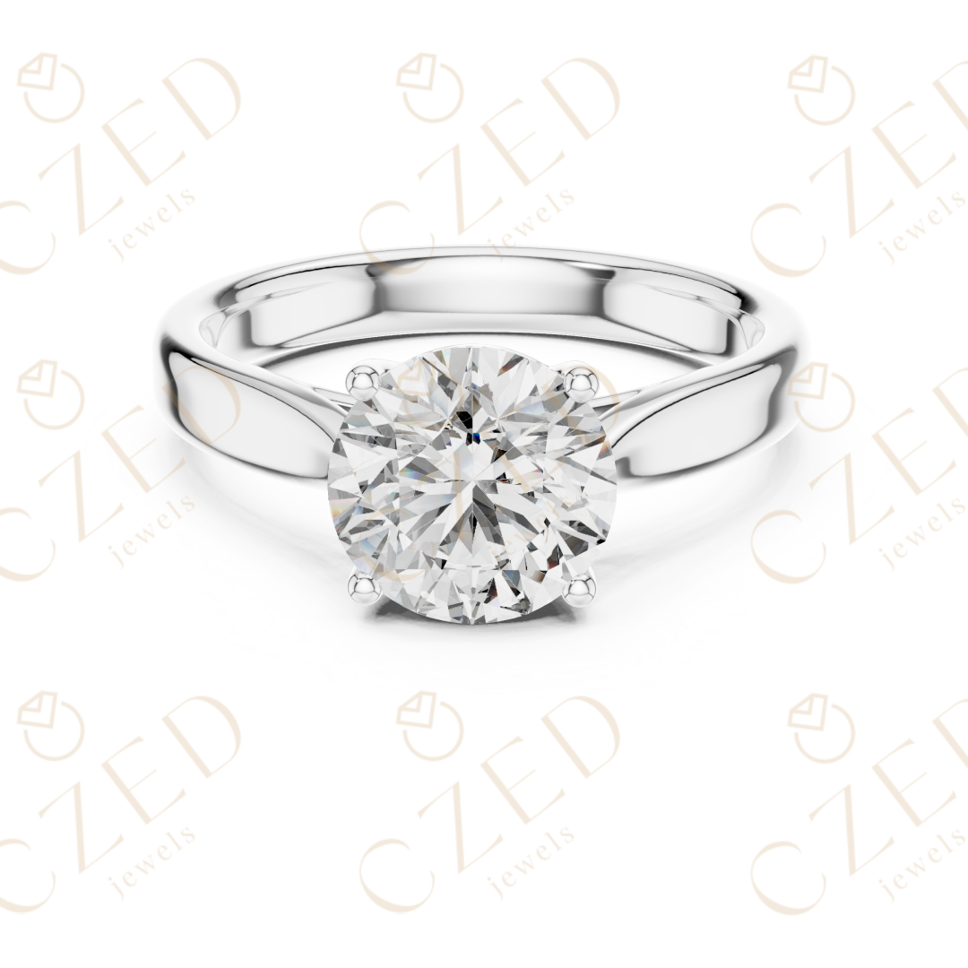 Round Cut Solitaire Diamond Engagement Ring with Classic Four Prong Setting