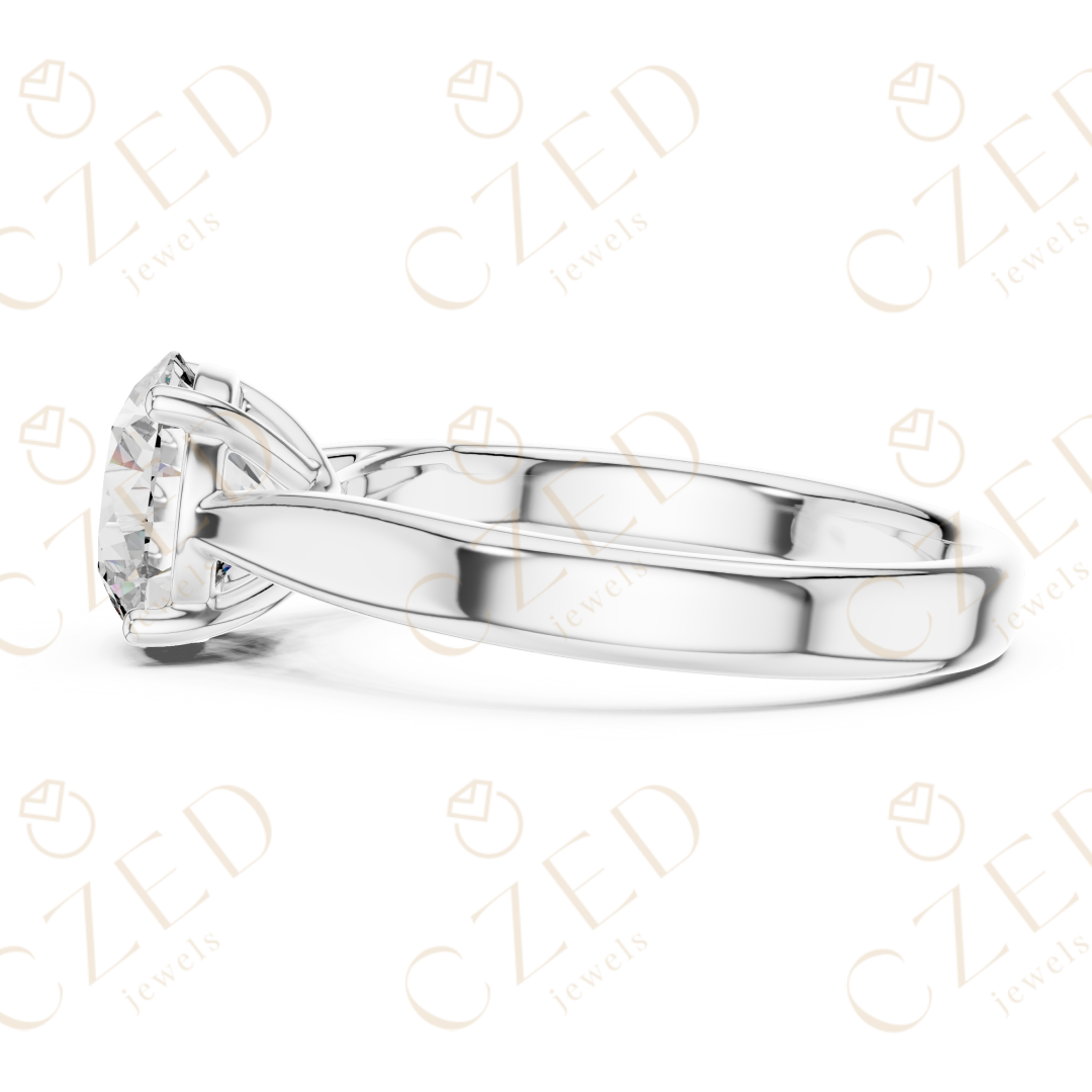 Round Cut Solitaire Diamond Engagement Ring with Classic Four Prong Setting