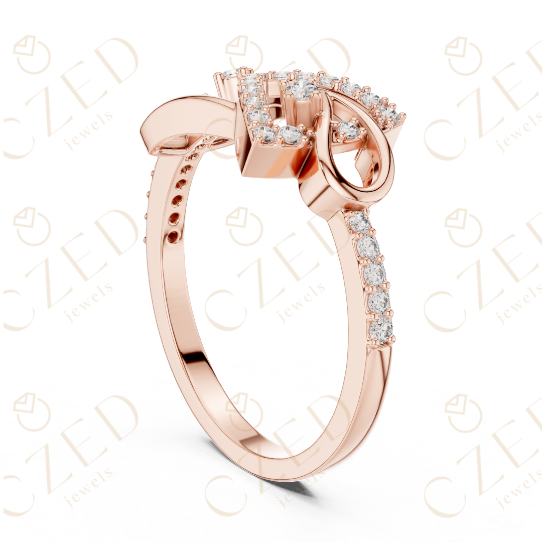 Round Cut Diamond Interlaced Knot Twist Ring