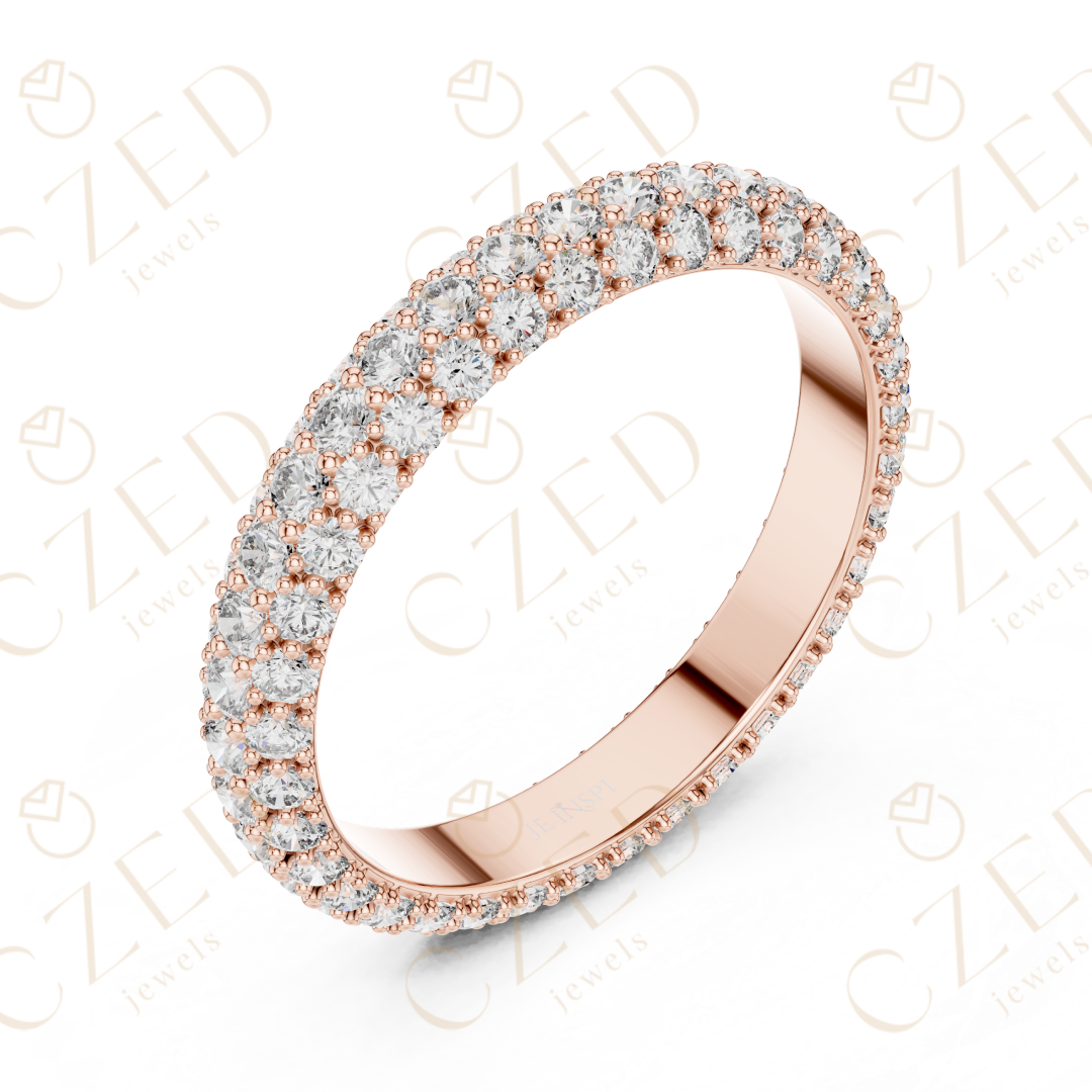Round Brilliant Diamond Double Row Eternity Band