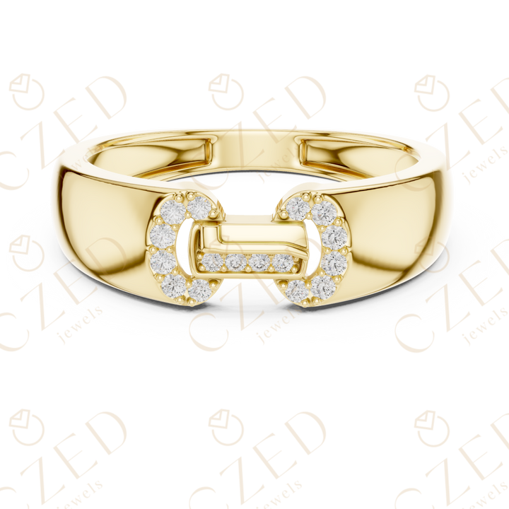 Round Cut Diamond Link Motif Pavé Men’s Band