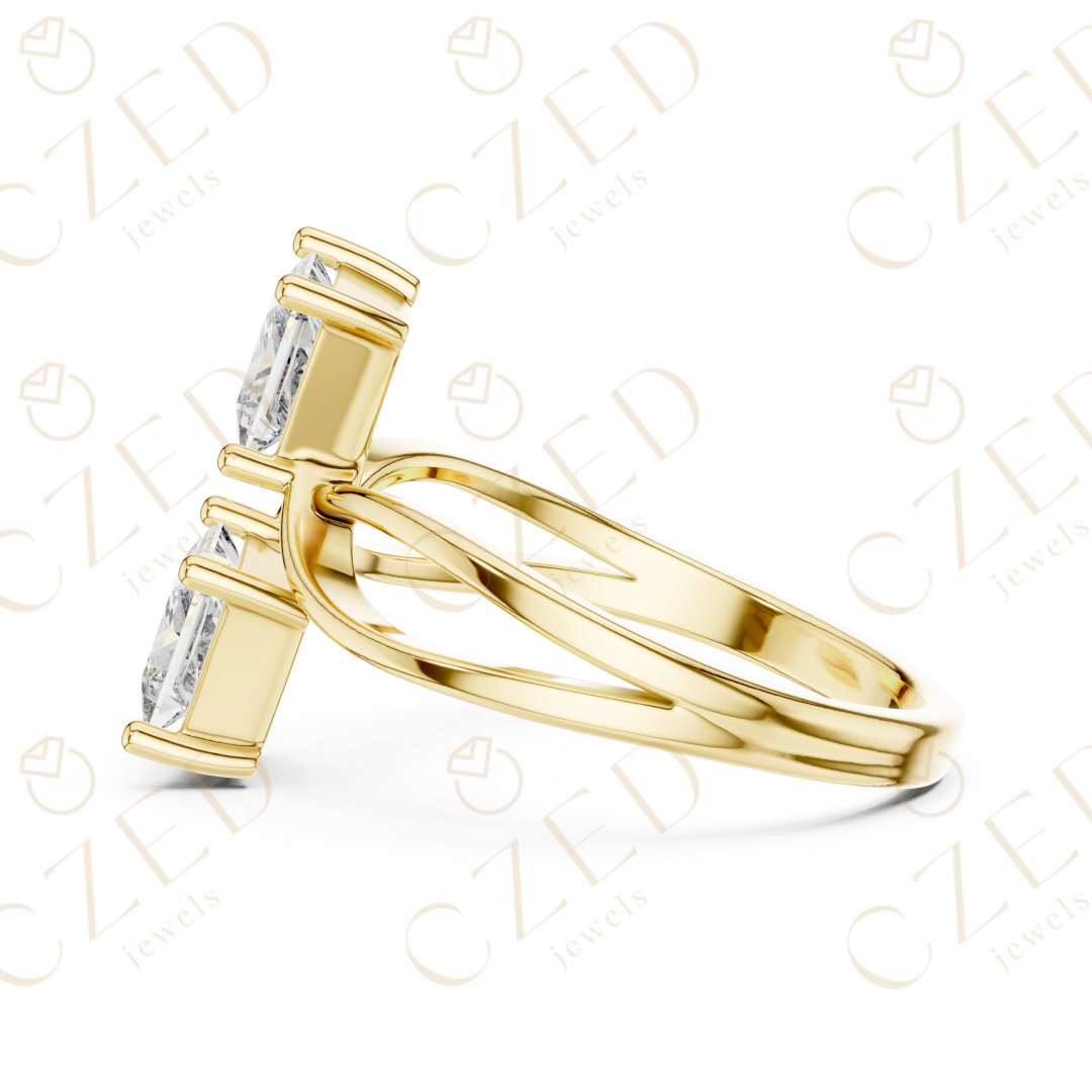 Princess Cut Diamond Infinity Twist Ring with Dual Solitaire Design