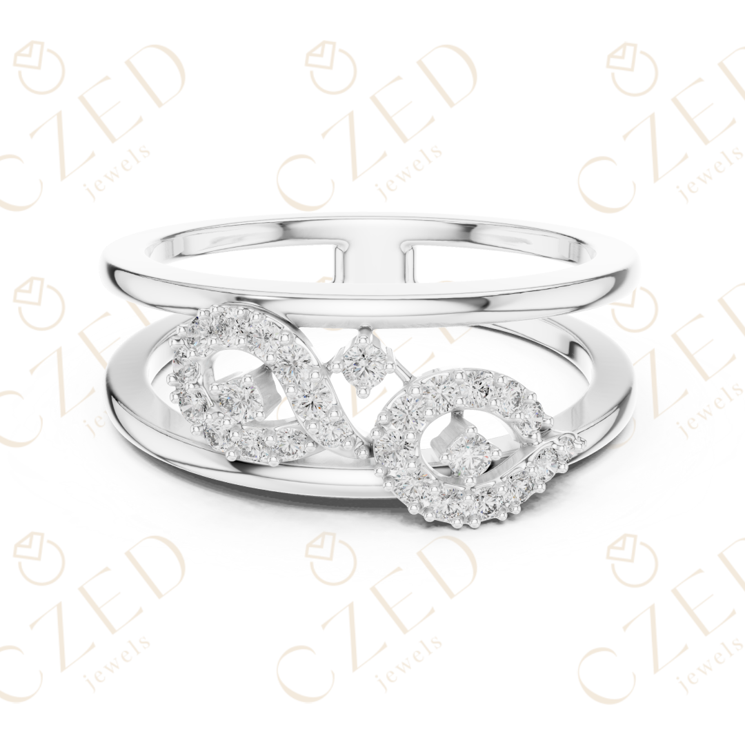 Round Cut Diamond Infinity Twist Pavé Band Ring