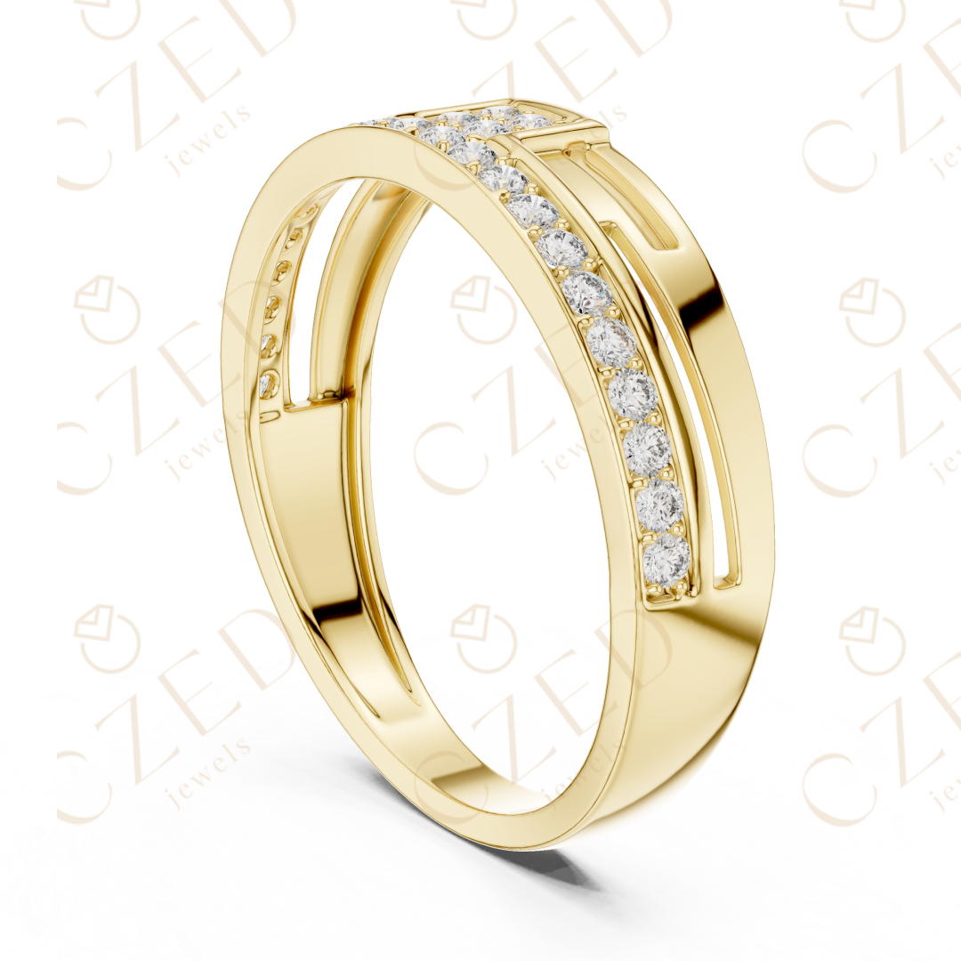 Round Cut Diamond Pavé Panel Men’s Band with Openwork Structure