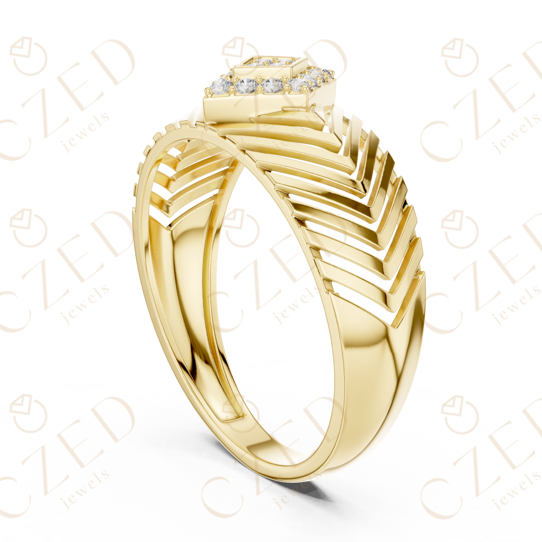 Round Cut Diamond Geometric Panel Band