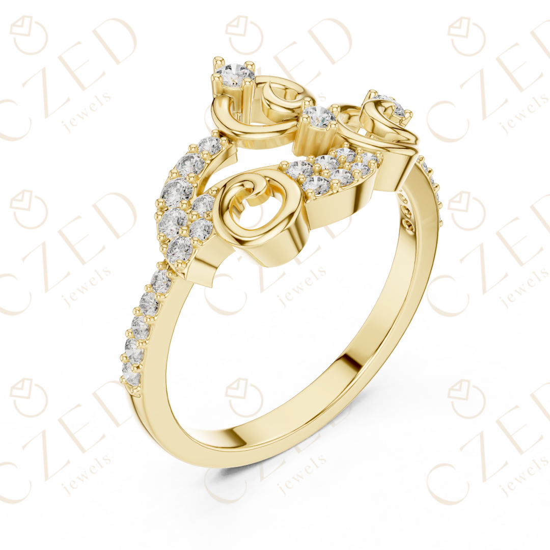 Round Cut Diamond Elegant Swirl Motif Designer Ring