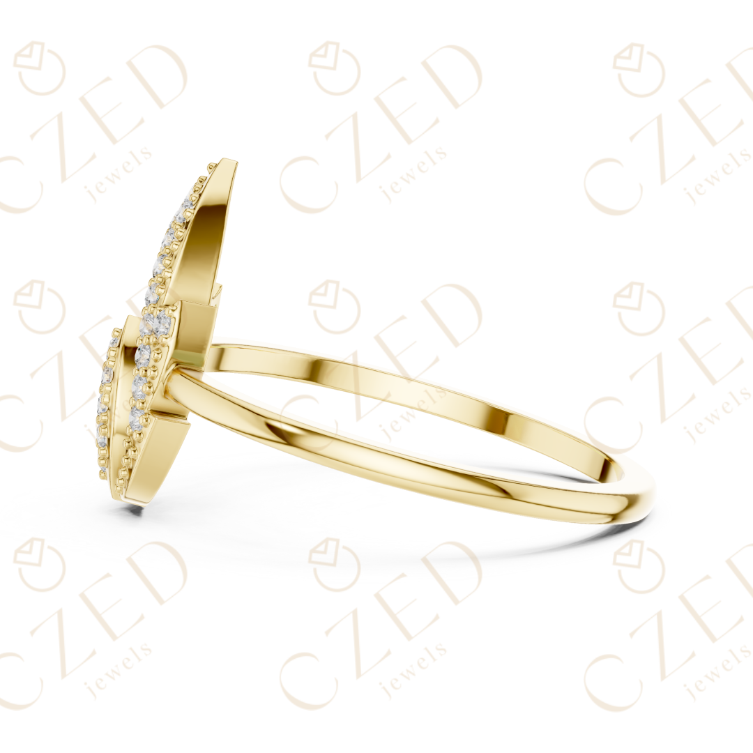 Pear Shaped Diamond Double Halo Open Teardrop Ring