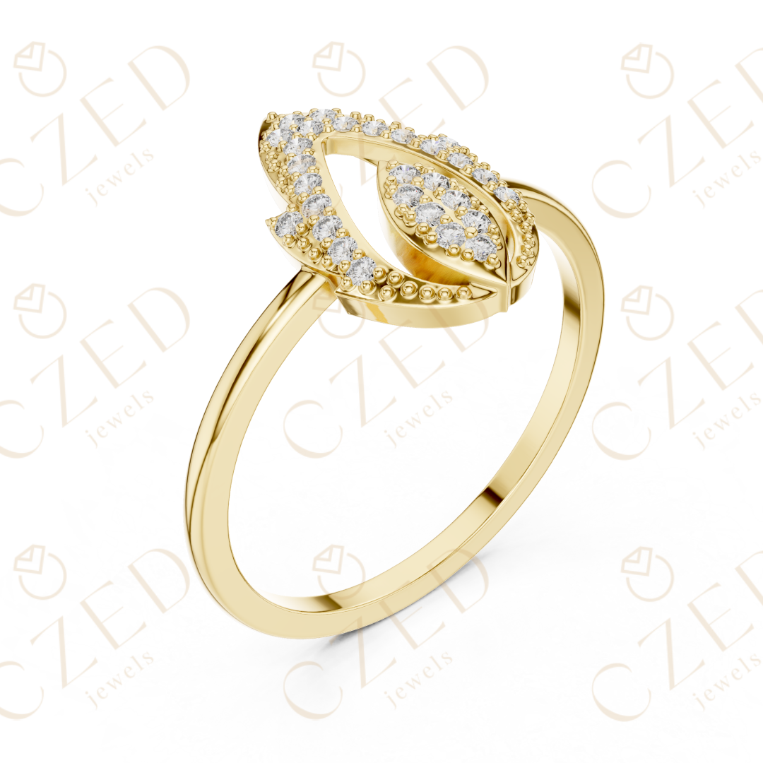 Pear Shaped Diamond Double Halo Open Teardrop Ring