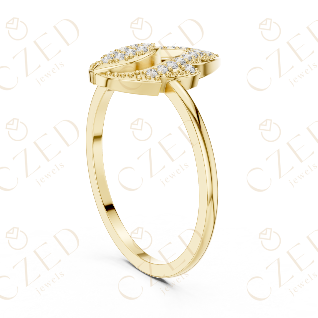 Pear Shaped Diamond Double Halo Open Teardrop Ring