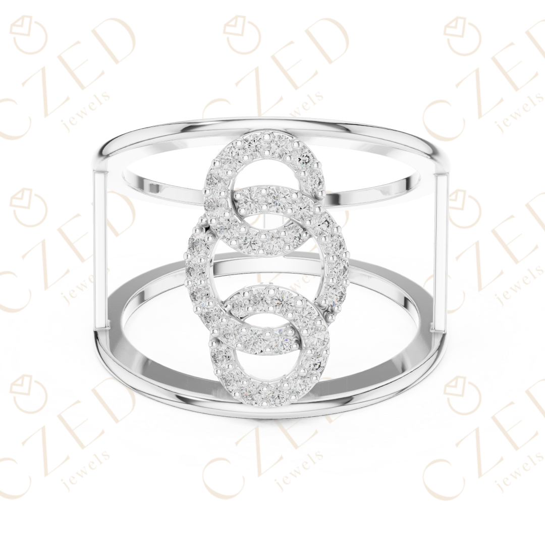 Round Cut Diamond Interlocking Infinity Fashion Ring