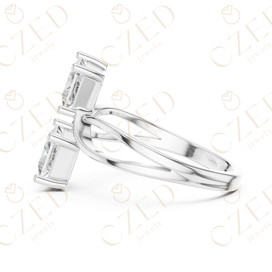 Princess Cut Diamond Infinity Twist Ring with Dual Solitaire Design