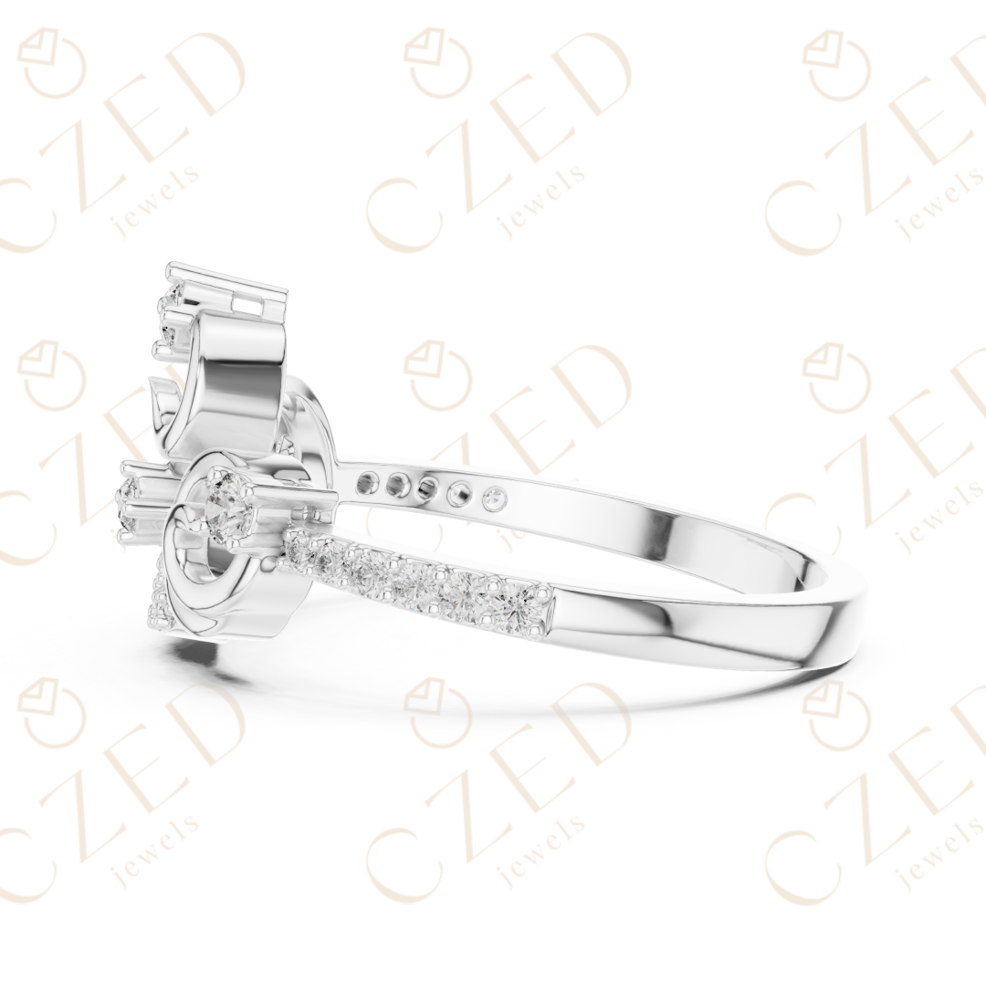 Round Cut Diamond Elegant Swirl Motif Designer Ring