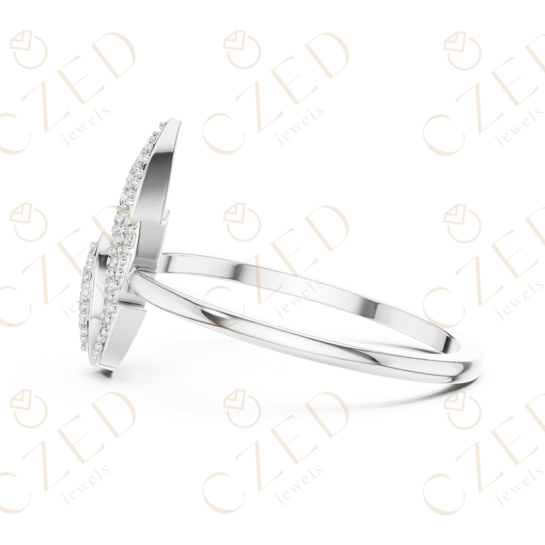 Pear Shaped Diamond Double Halo Open Teardrop Ring