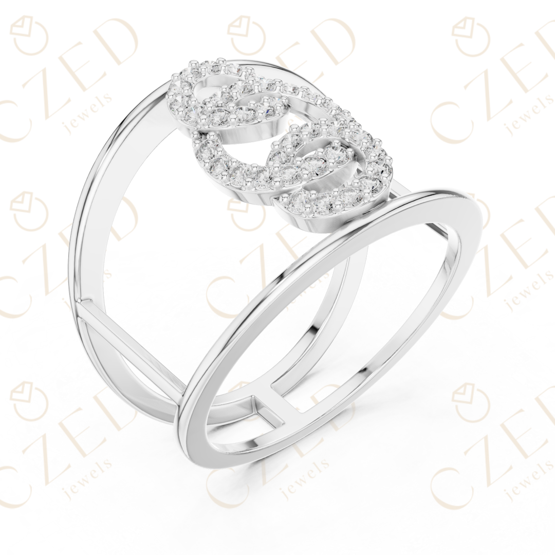 Round Cut Diamond Interlocking Infinity Fashion Ring