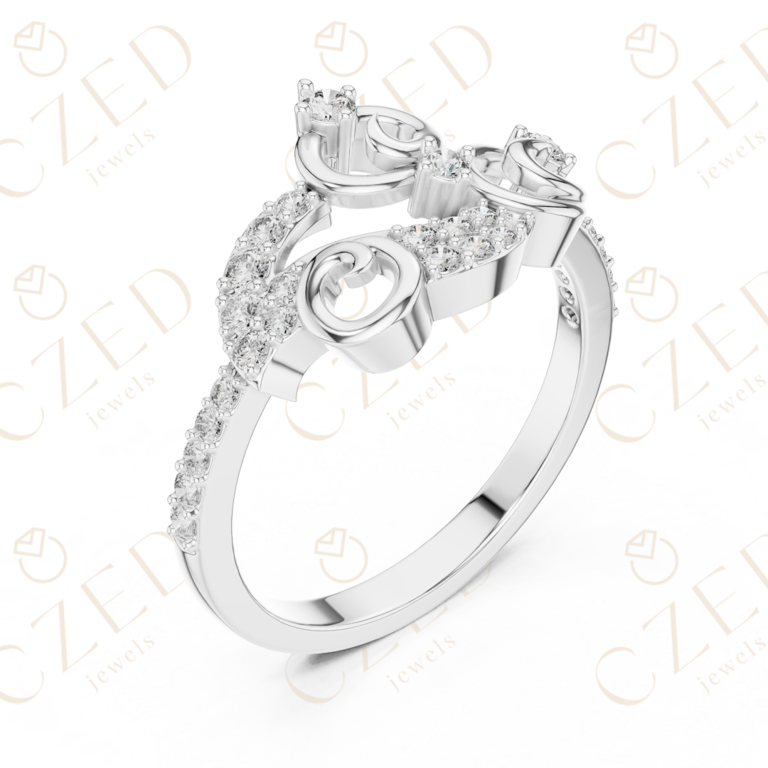 Round Cut Diamond Elegant Swirl Motif Designer Ring