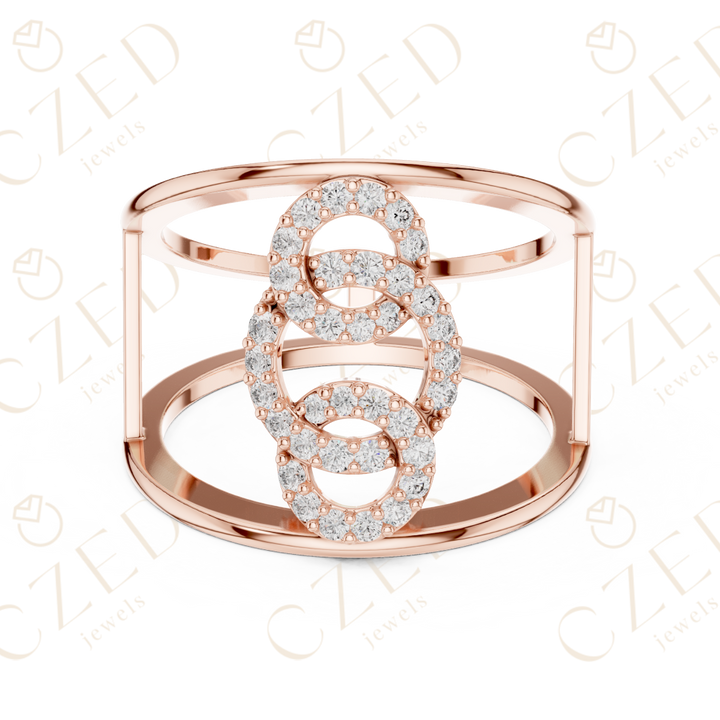 Round Cut Diamond Interlocking Infinity Fashion Ring