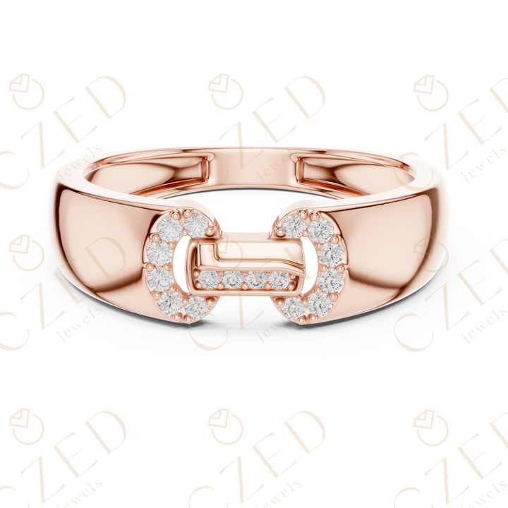 Round Cut Diamond Link Motif Pavé Men’s Band