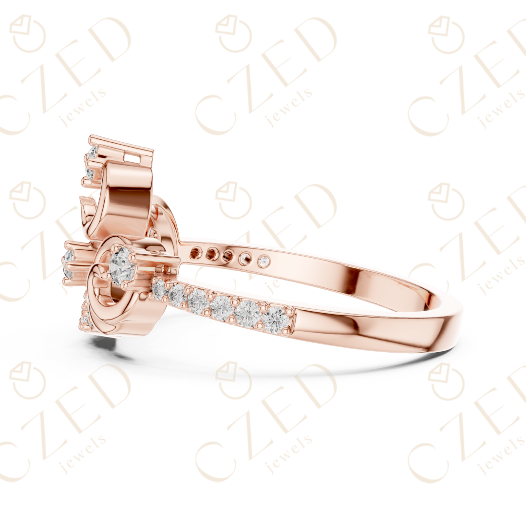 Round Cut Diamond Elegant Swirl Motif Designer Ring