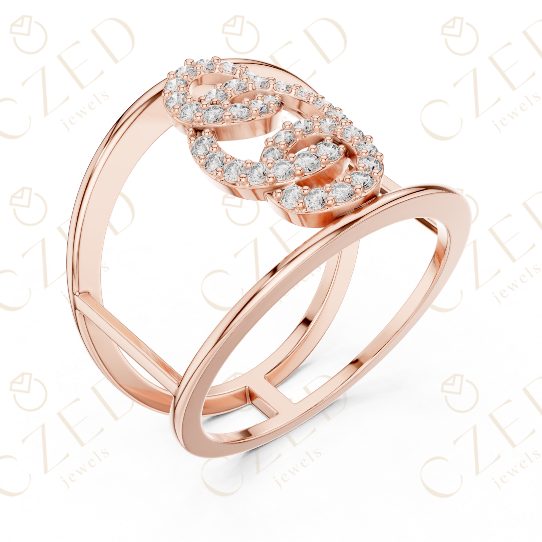 Round Cut Diamond Interlocking Infinity Fashion Ring