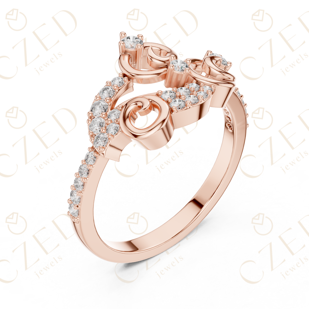 Round Cut Diamond Elegant Swirl Motif Designer Ring