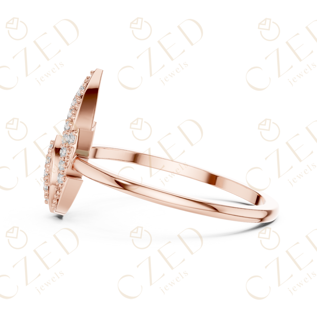 Pear Shaped Diamond Double Halo Open Teardrop Ring