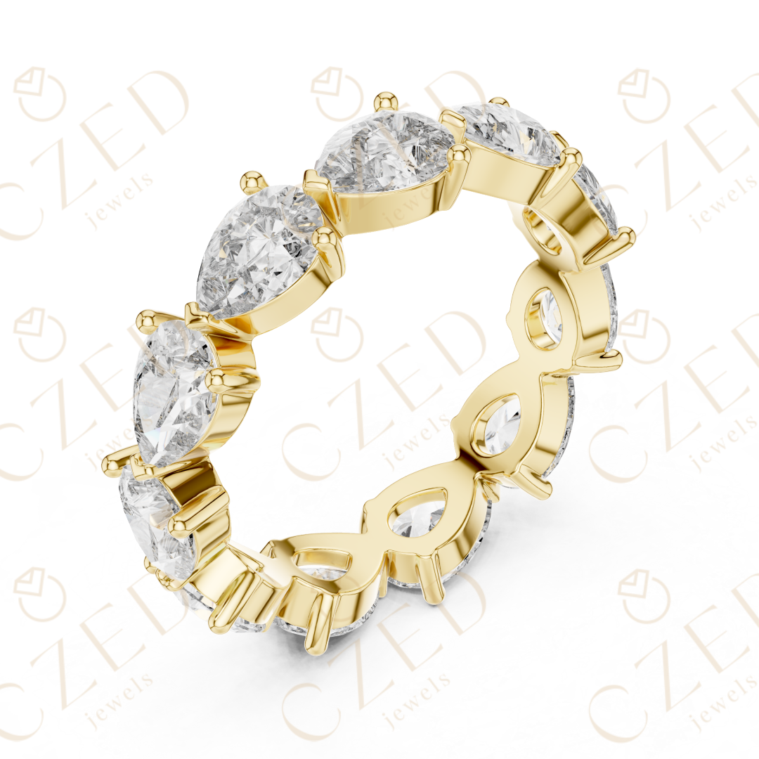 Pear Cut Diamond Eternity Band with Elegant Prong Set Brilliance