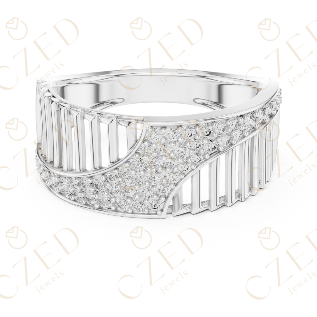 Round Cut Diamond Pavé Twist Openwork Band Ring