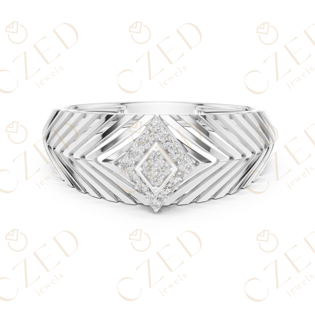 Round Cut Diamond Geometric Panel Band
