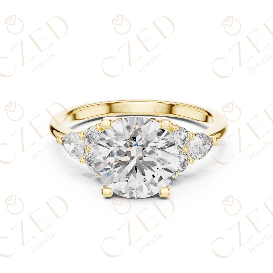 Round Cut Diamond Three Stone Engagement Ring