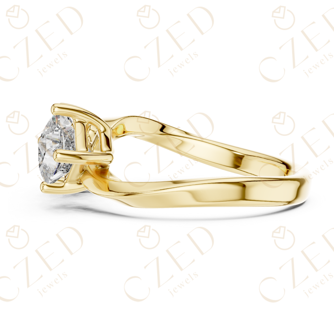 Princess Cut Diamond Open Twist Dual Solitaire Ring