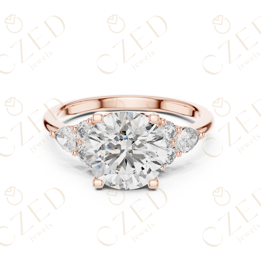 Round Cut Diamond Three Stone Engagement Ring