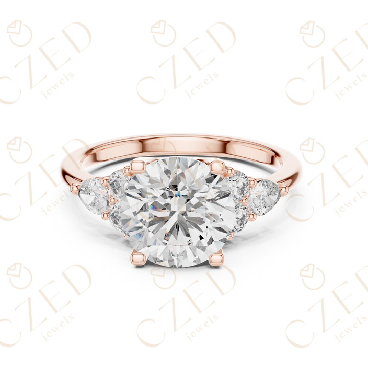 Round Cut Diamond Three Stone Engagement Ring