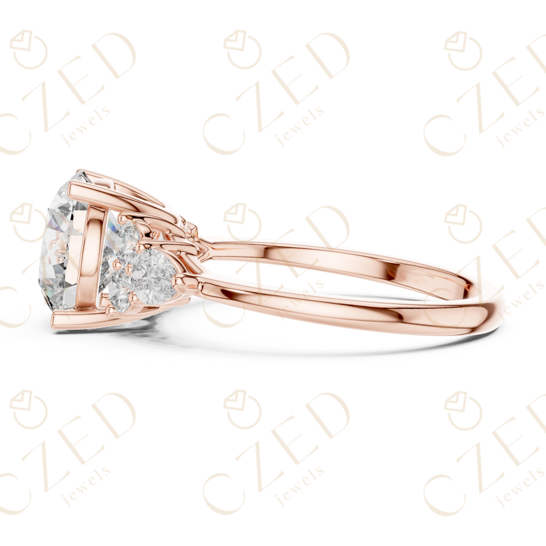 Round Cut Diamond Three Stone Engagement Ring