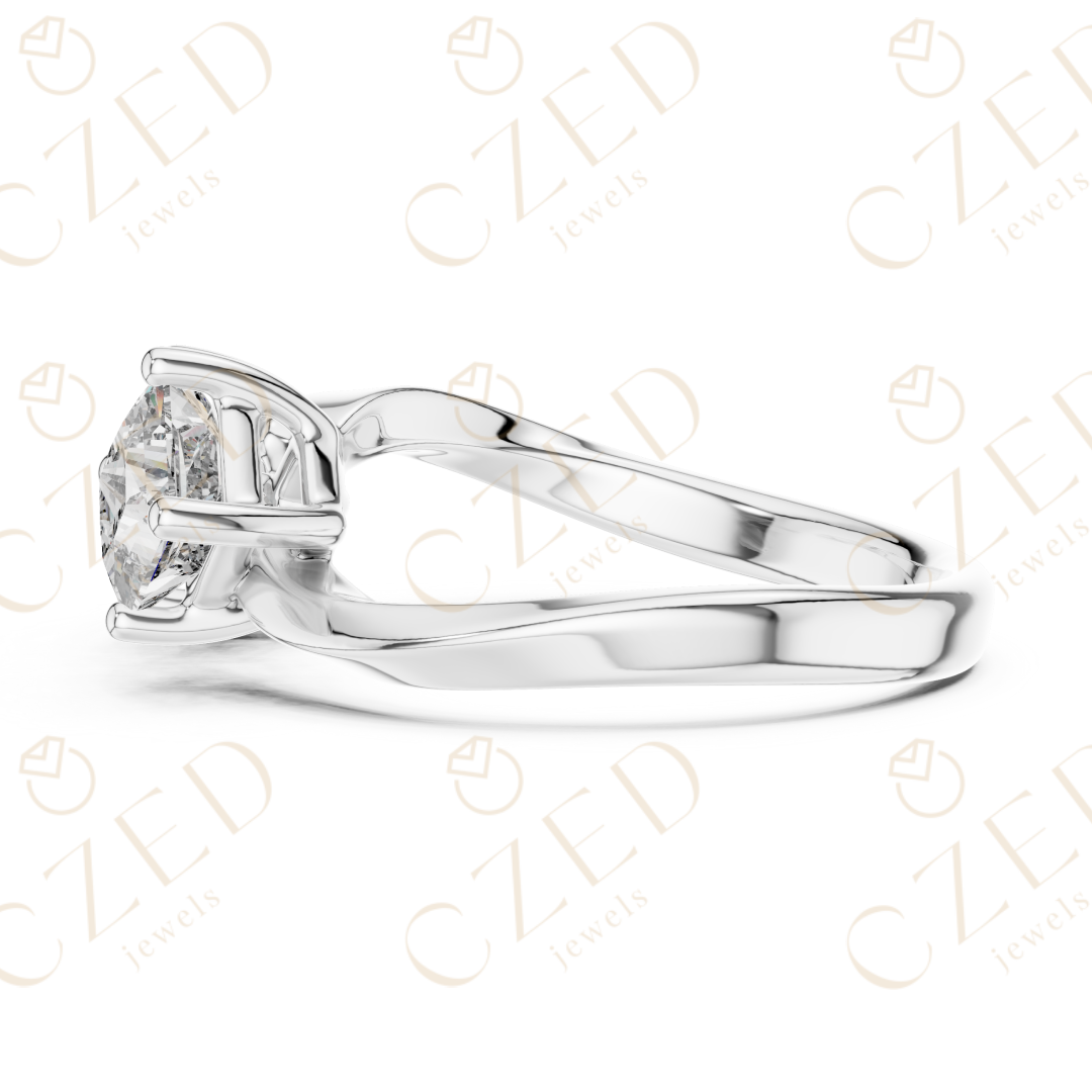 Princess Cut Diamond Open Twist Dual Solitaire Ring