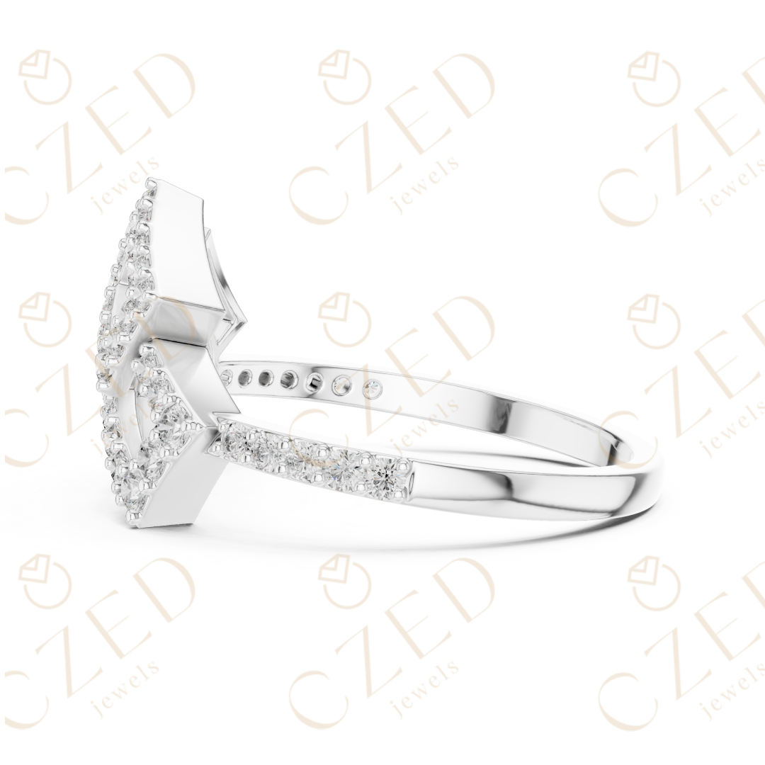 Round Cut Diamond Geometric Double Square Charm Ring