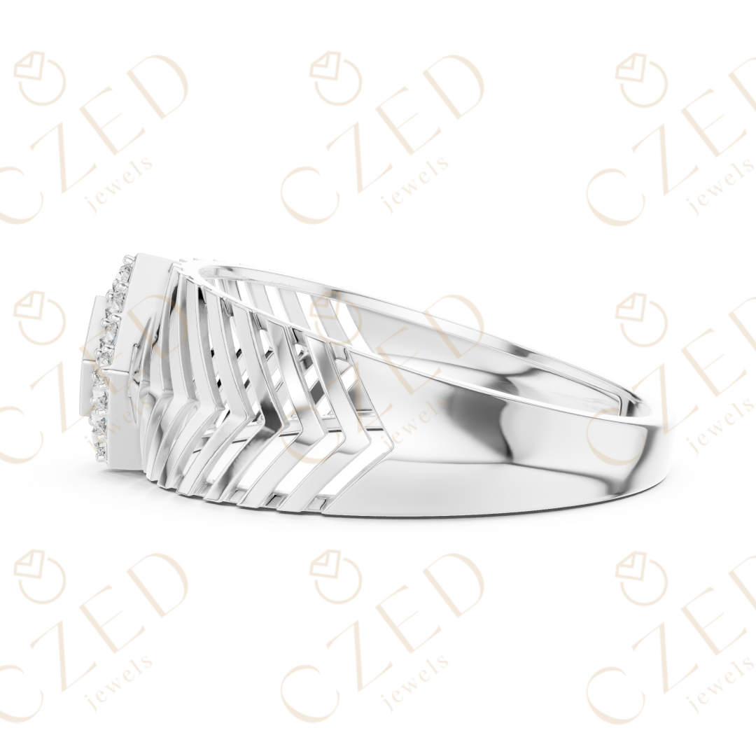 Round Cut Diamond Geometric Panel Band